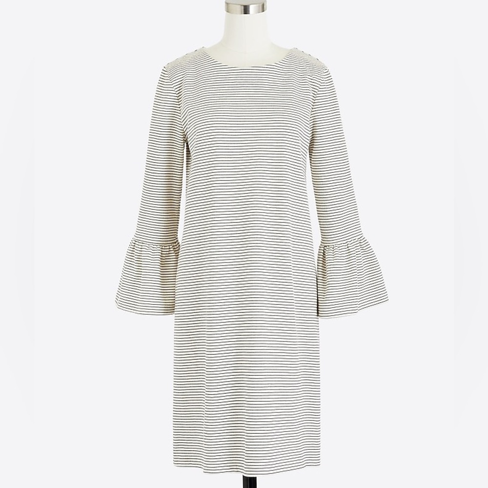 J Crew | NWT | Black & White Stripped Flutter Sleeve Dress | XS